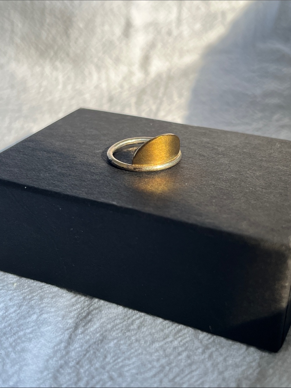 Two-Tone Brass Disc Statement Ring - Women Jewelry